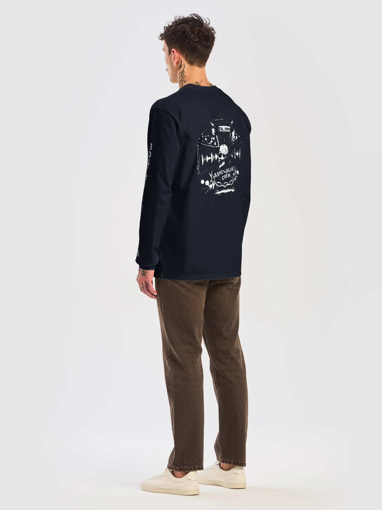 Adrenaline Crew Classic Skull Long Sleeve T-Shirt – Black product image (8)