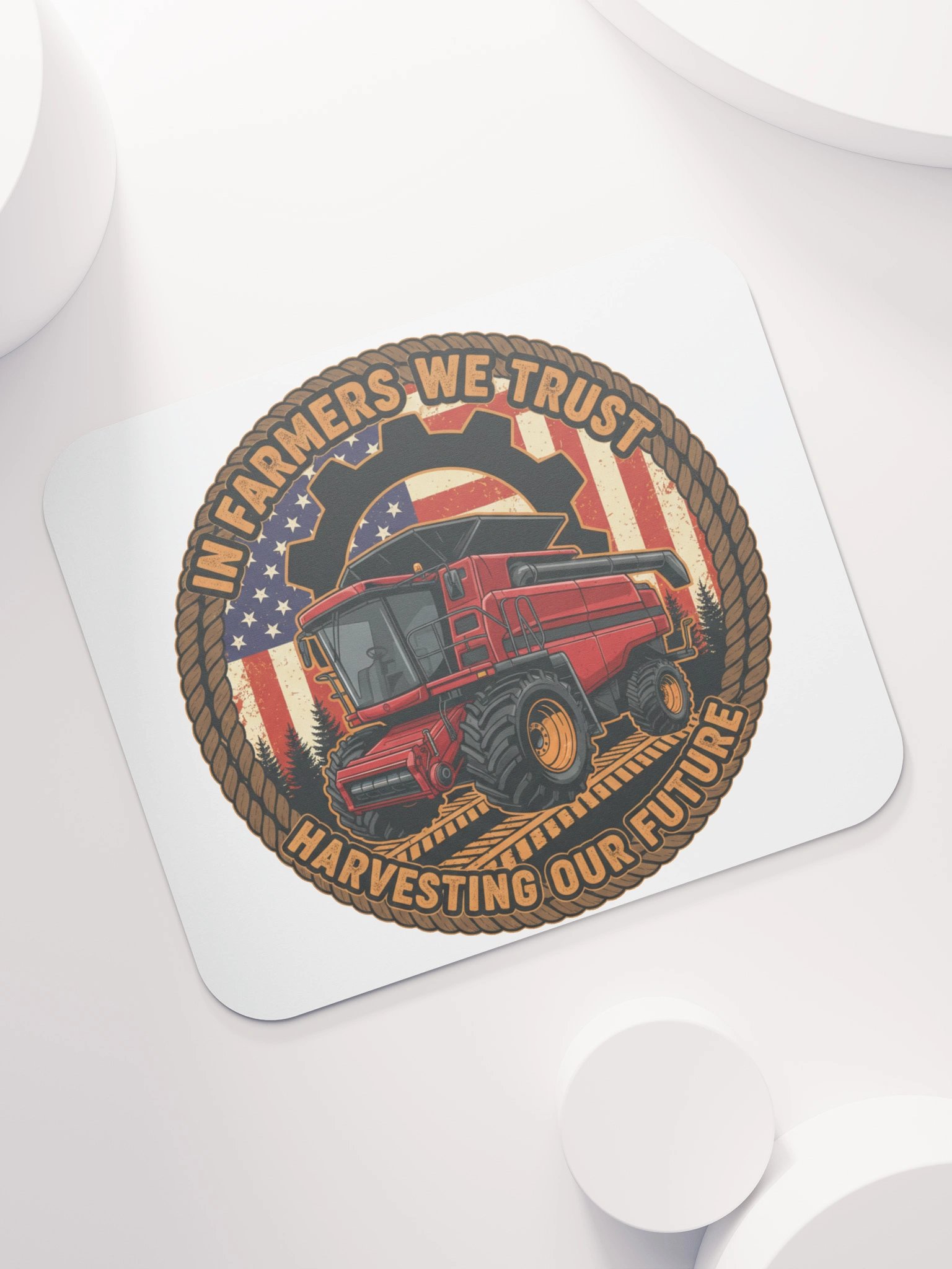 In Farmers We Trust Harvester Emblem Mouse Pad product image (7)