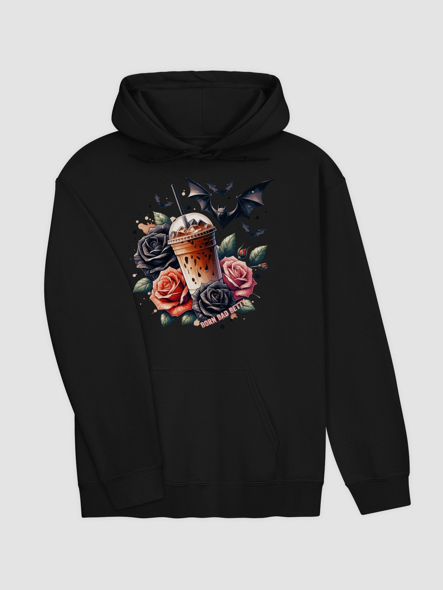 Black Roses and bats iced coffee women's Hoodie product image (2)