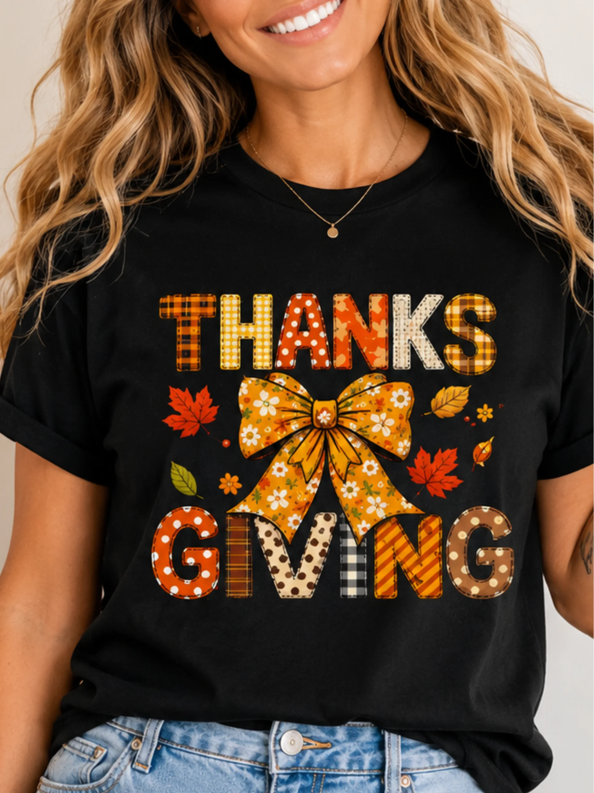 Coquette Bow Thanksgiving Shirt | Cute Autumn Fall Tee & Thanksgiving Gift product image (1)