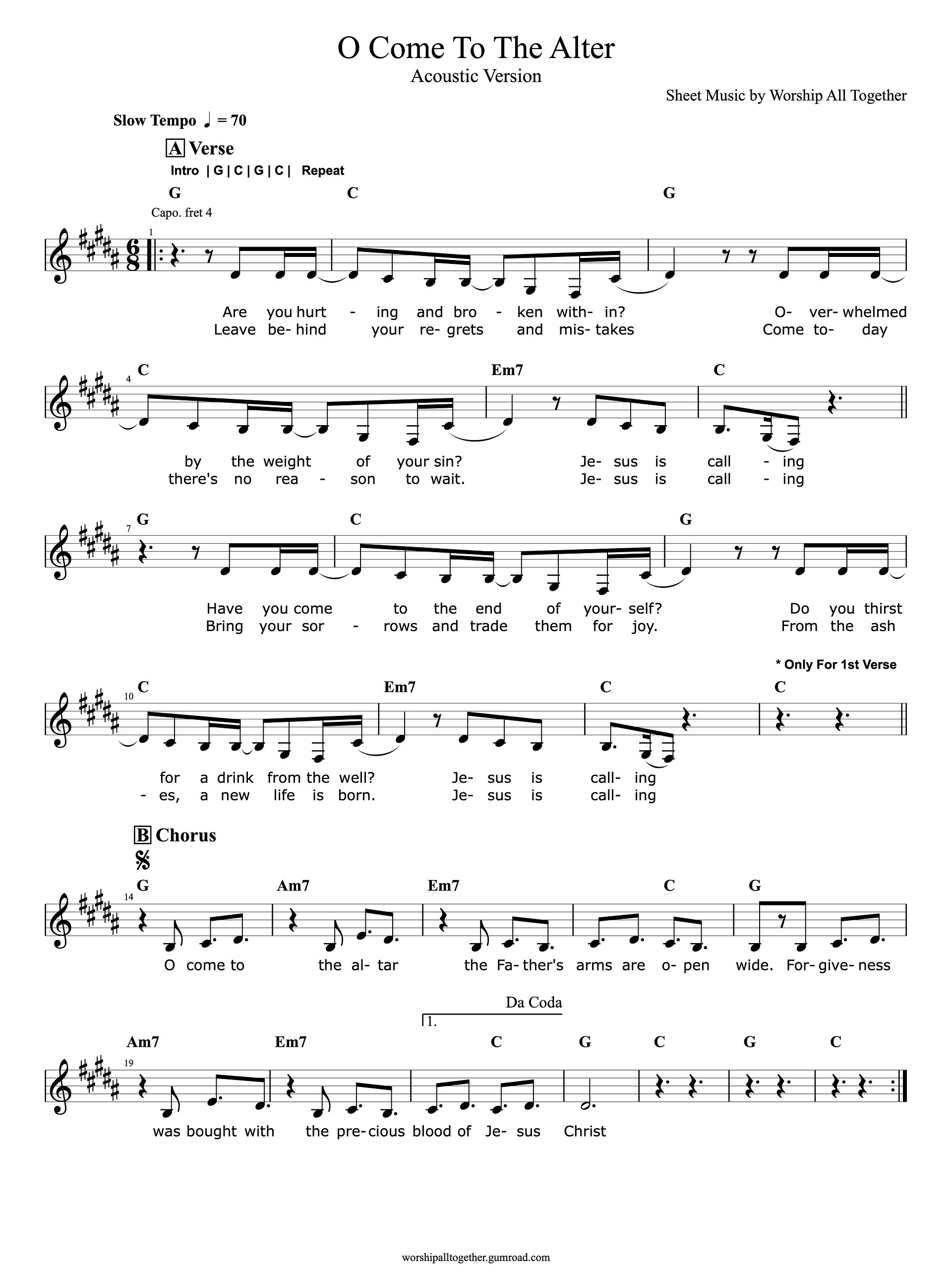 O Come To The Altar – Acoustic Sheet Music, Chords & Lyrics (Elevation Worship) product image (1)