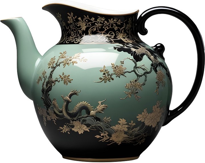 Chinese Porcelain Teapot – Majestic Dragon Motif PNG product image (1)