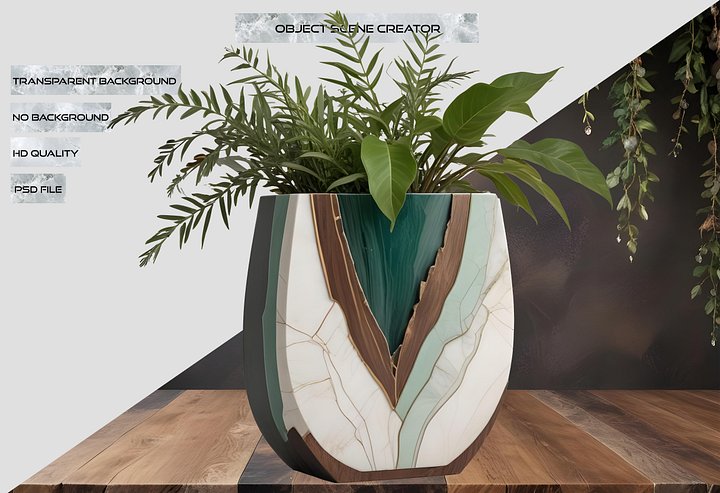 Luxe Botanique – Emerald Botanical Vase PNG product image (2)