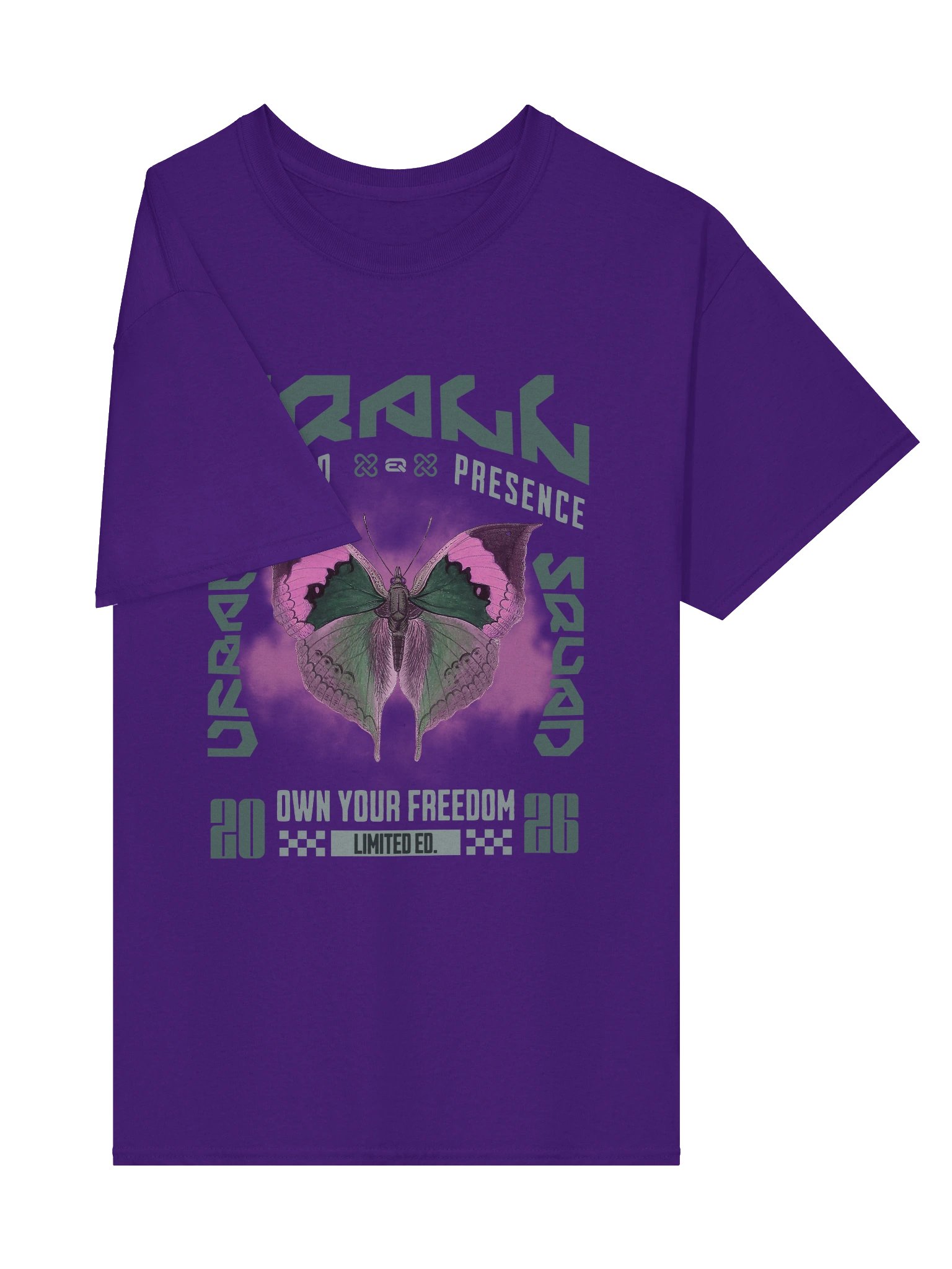 Urban Butterfly R3CVR.i Vibes Heavyweight 100% Cotton T-shirt by EQALL® Originals_Green / Cyclamen product image (30)