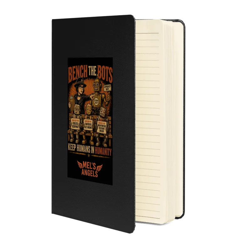 Bench the Bots Hardcover Journal | Retro AI Protest Notebook product image (3)