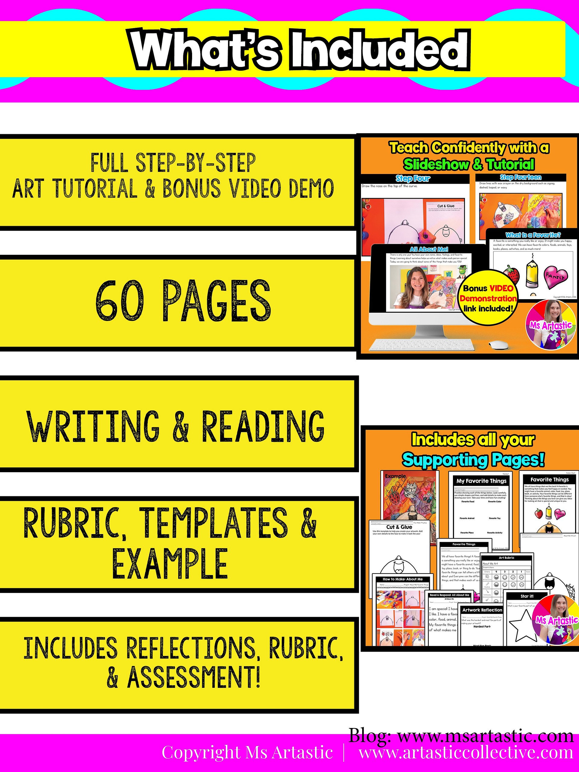 About Me Art Lesson Pre K Favorite Things Art Project Preschool Kindergarten Art product image (7)