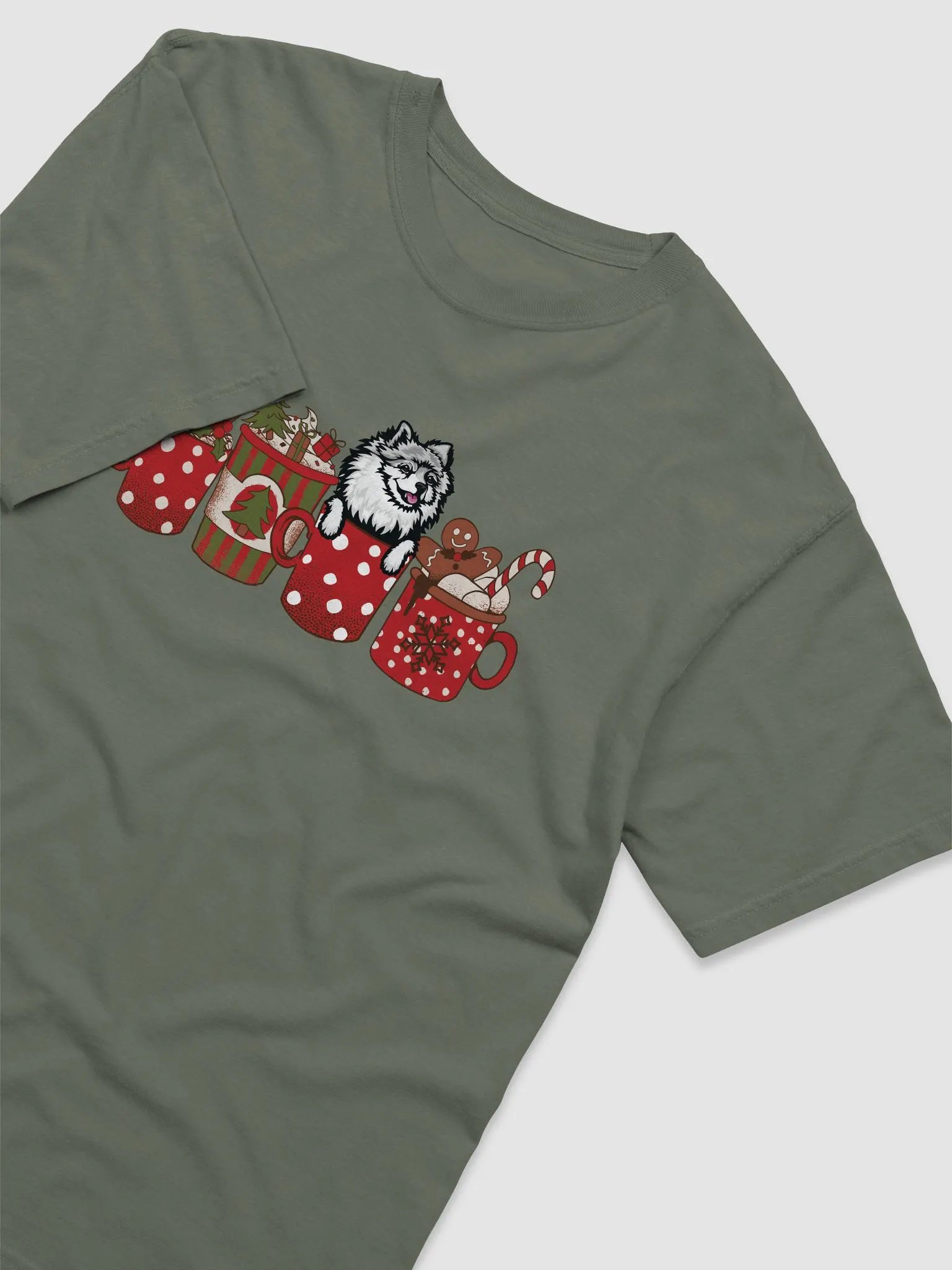 Cute Pomeranian(White 2) in a Christmas Cup T-Shirt | Funny Christmas Pup in a Cup product image (21)