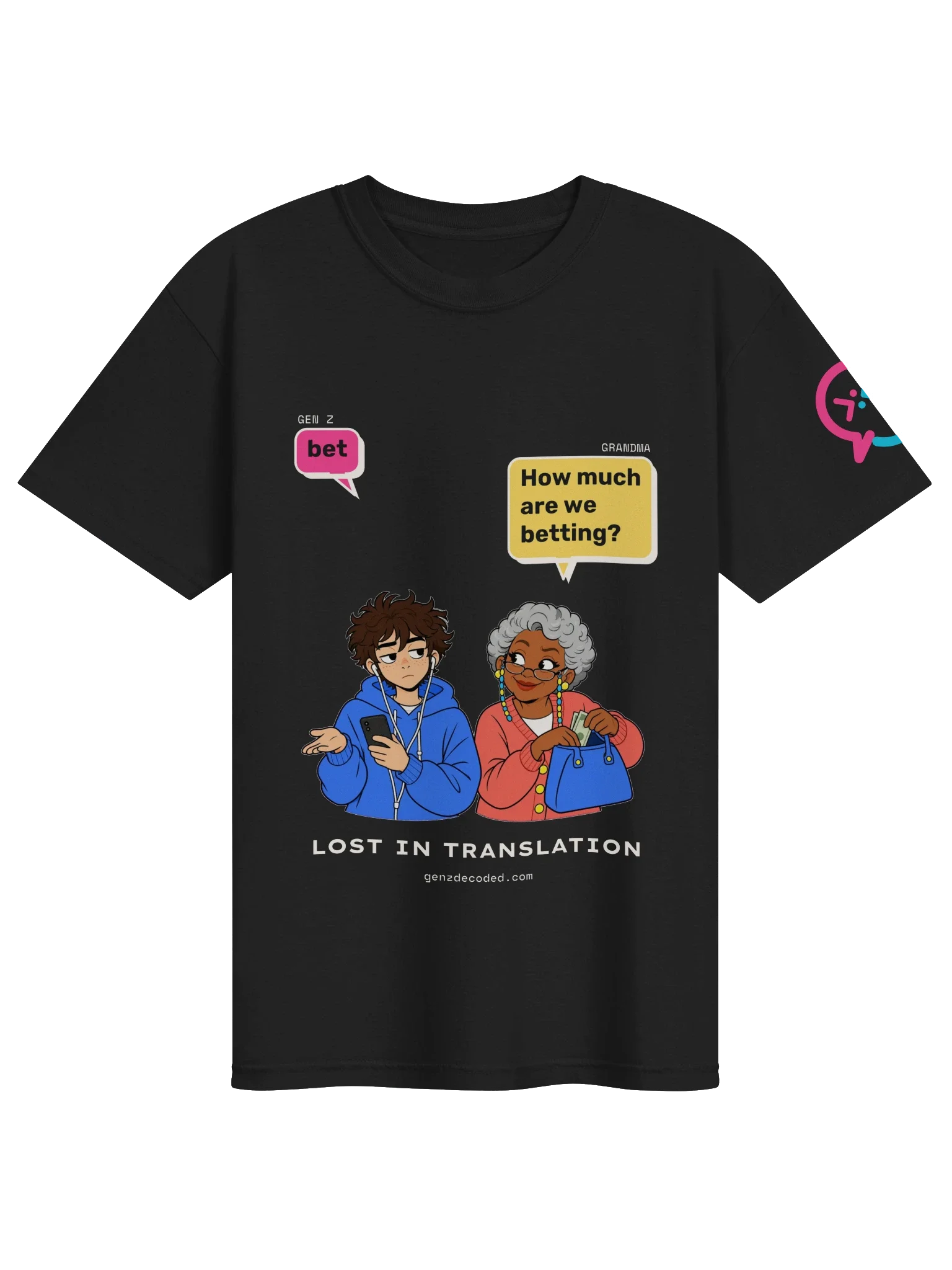 Bet Grandma Cartoon Tee, Black