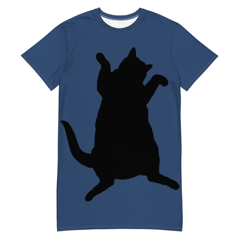 Dancing Demeowcracy Feline Blue T-Shirt Dress product image (3)