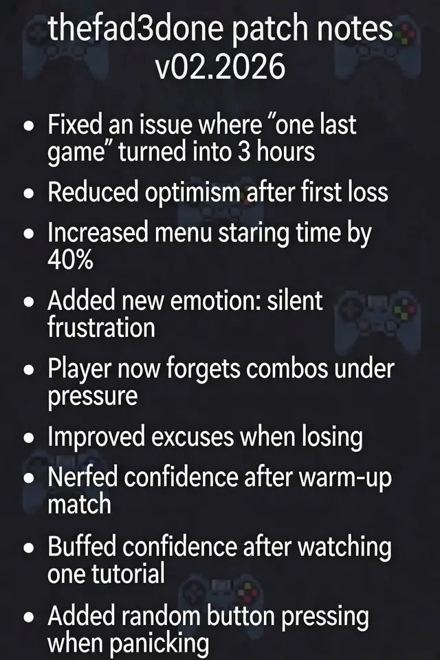 Buffs ❌ Nerfs ❌ Emotional damage ✅  #gaminghumor #gamerlife #patchnotes #relatablegaming #gamingmemes 