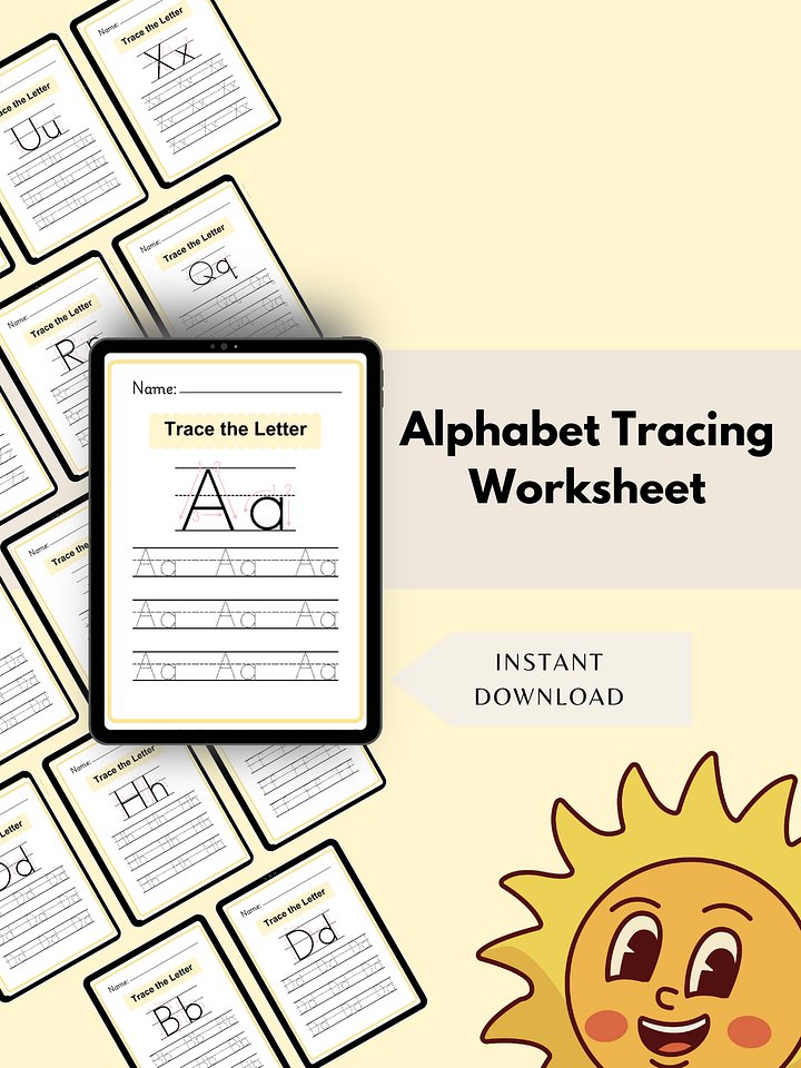Alphabet Tracing Worksheet, Preschool Handwriting Practice (Digital Download) product image (2)