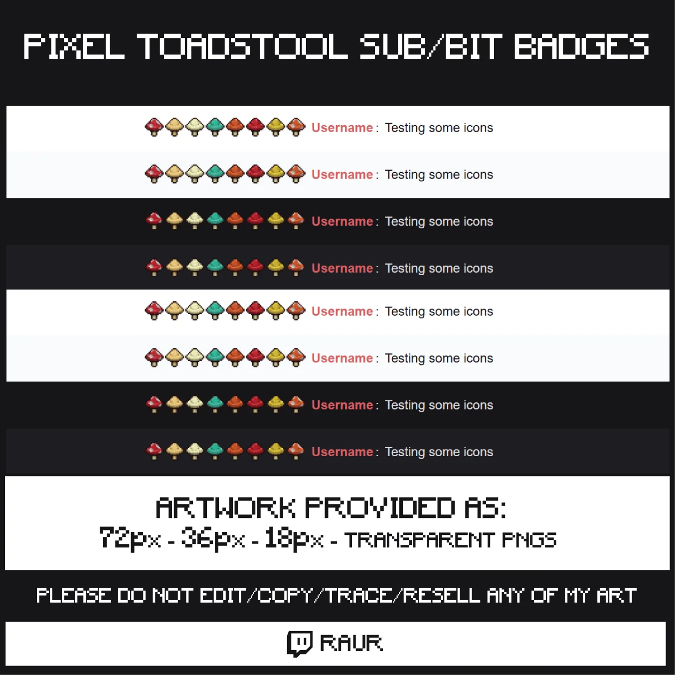 Twitch Pixel Toadstools - Sub/Bit Badges product image (2)