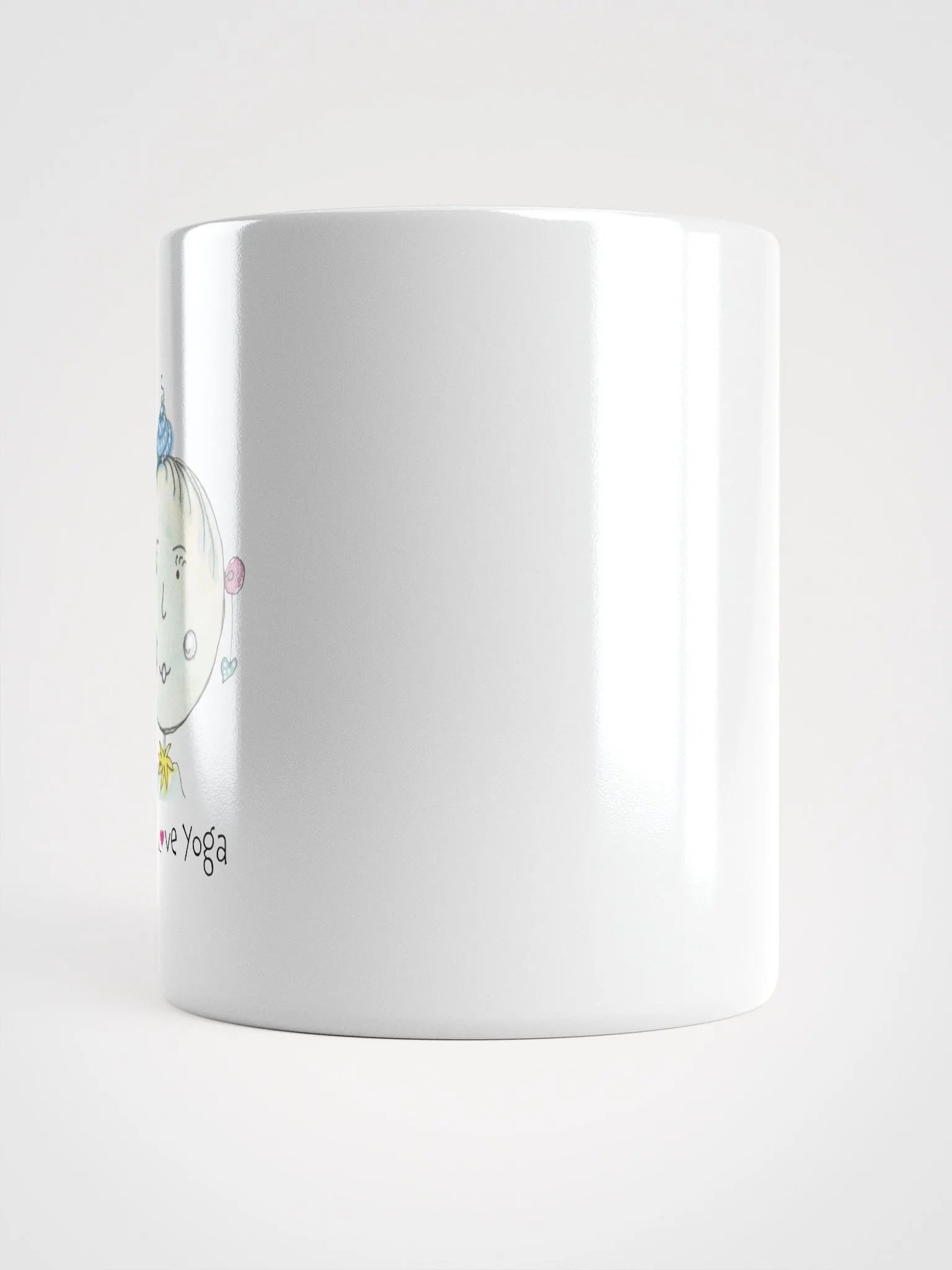 Whimsical Character Peace, Love, Yoga White Glossy Mug product image (6)