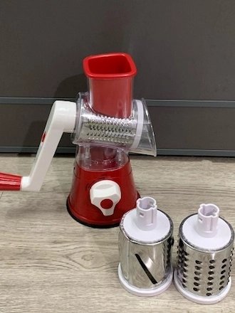 قطاعة ومبشرة الخضار و الفواكه اليدوية الدوارة 3 في 1 | أداة المطبخ للتقطيع والبشر product image (1)