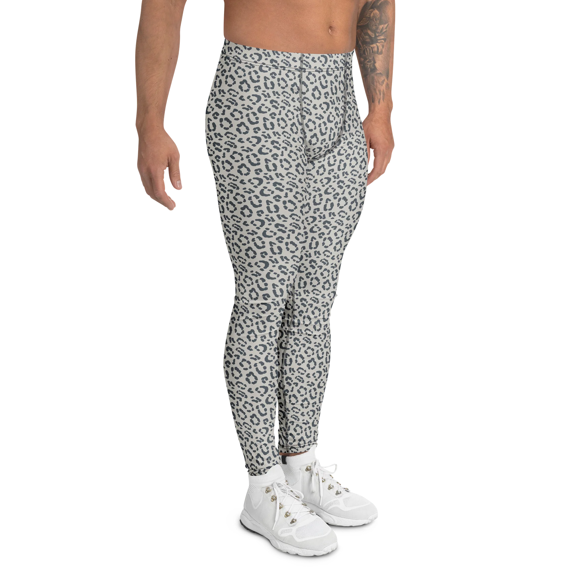 Comfortable Men's Leggings Bold Gray Leopard Print product image (3)