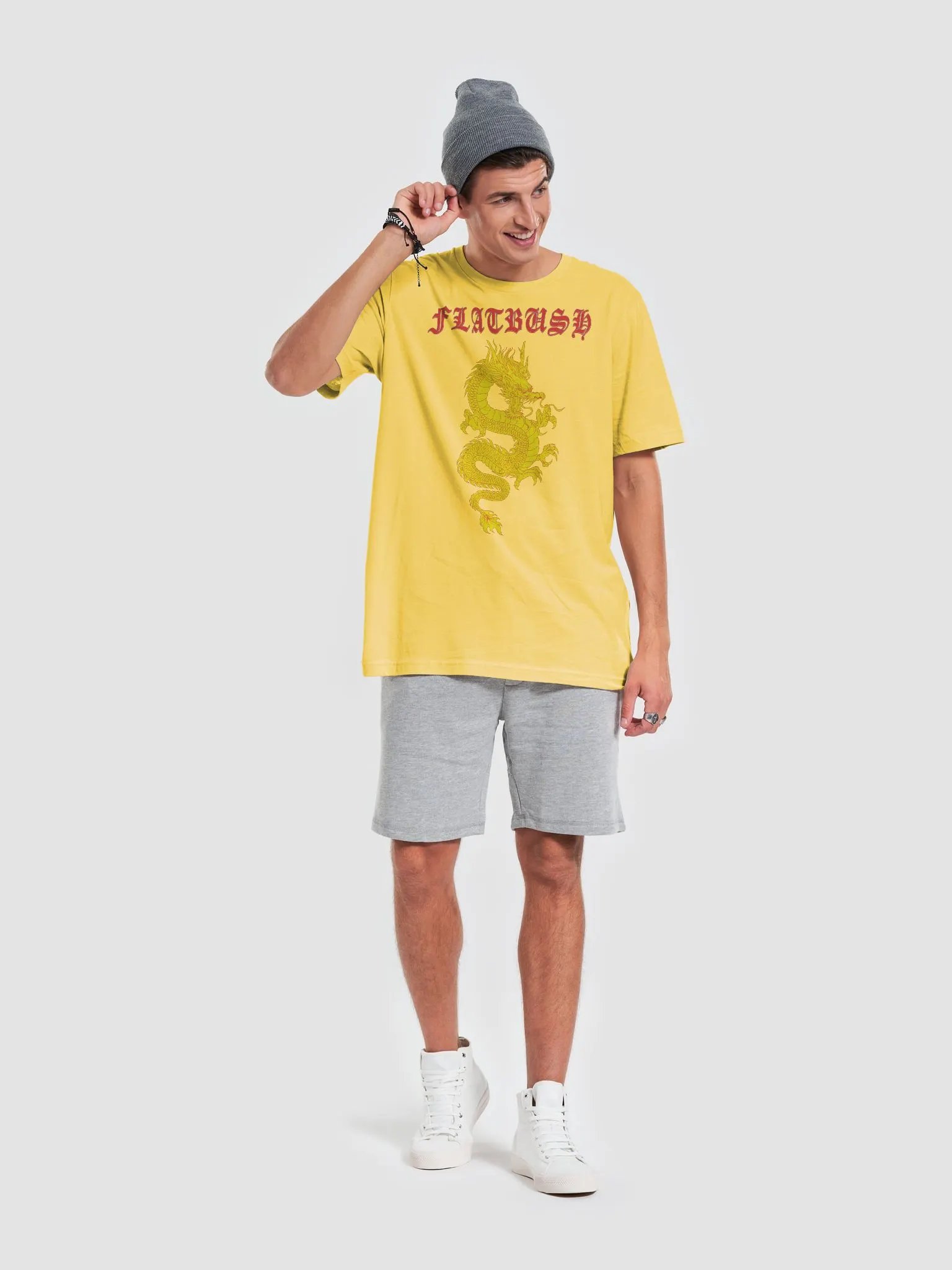 Flatbush Dragon soft tee light yellow product image (6)