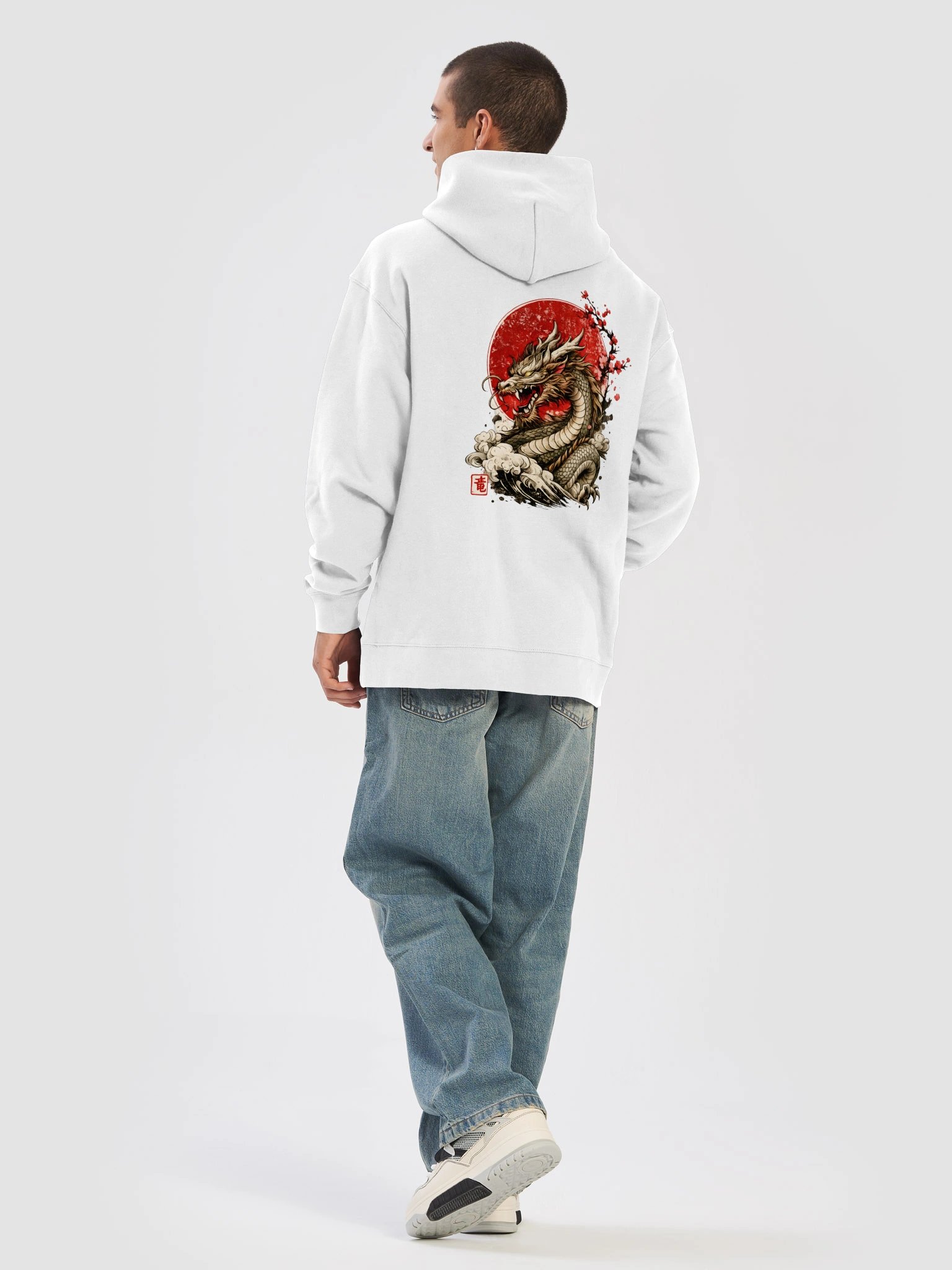 Dragon Rising Hoodie — Japanese Red Sun Dragon Back Print product image (3)