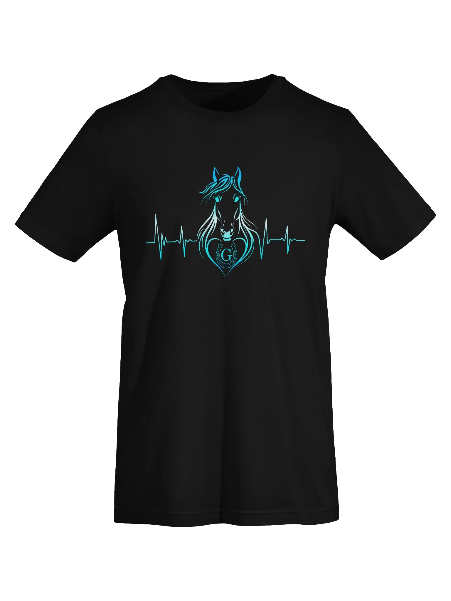 Personalized Horse Heartbeat T-Shirt with Letter G | Unisex Equestrian Gift product image (10)