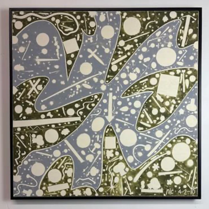 Cartoon Clock (2010) (36" x 36") Framed Original product image (1)