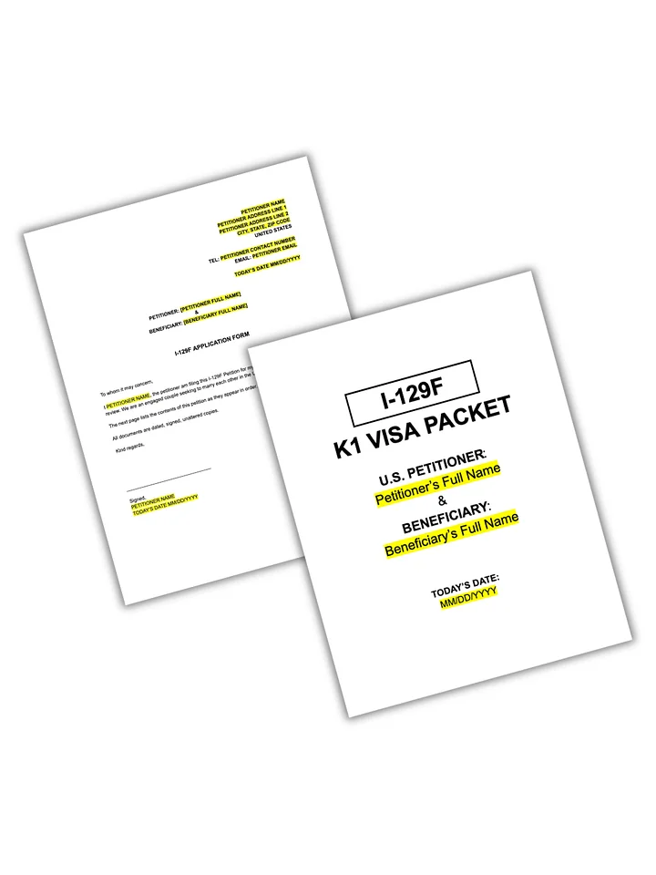 K1 Visa Packet Template product image (1)