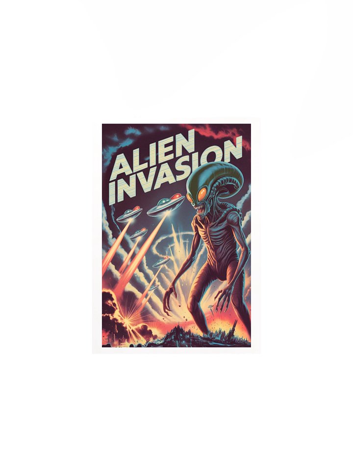 Alien Invasion Poster – Retro Sci-Fi Extraterrestrial Wall Art product image (2)