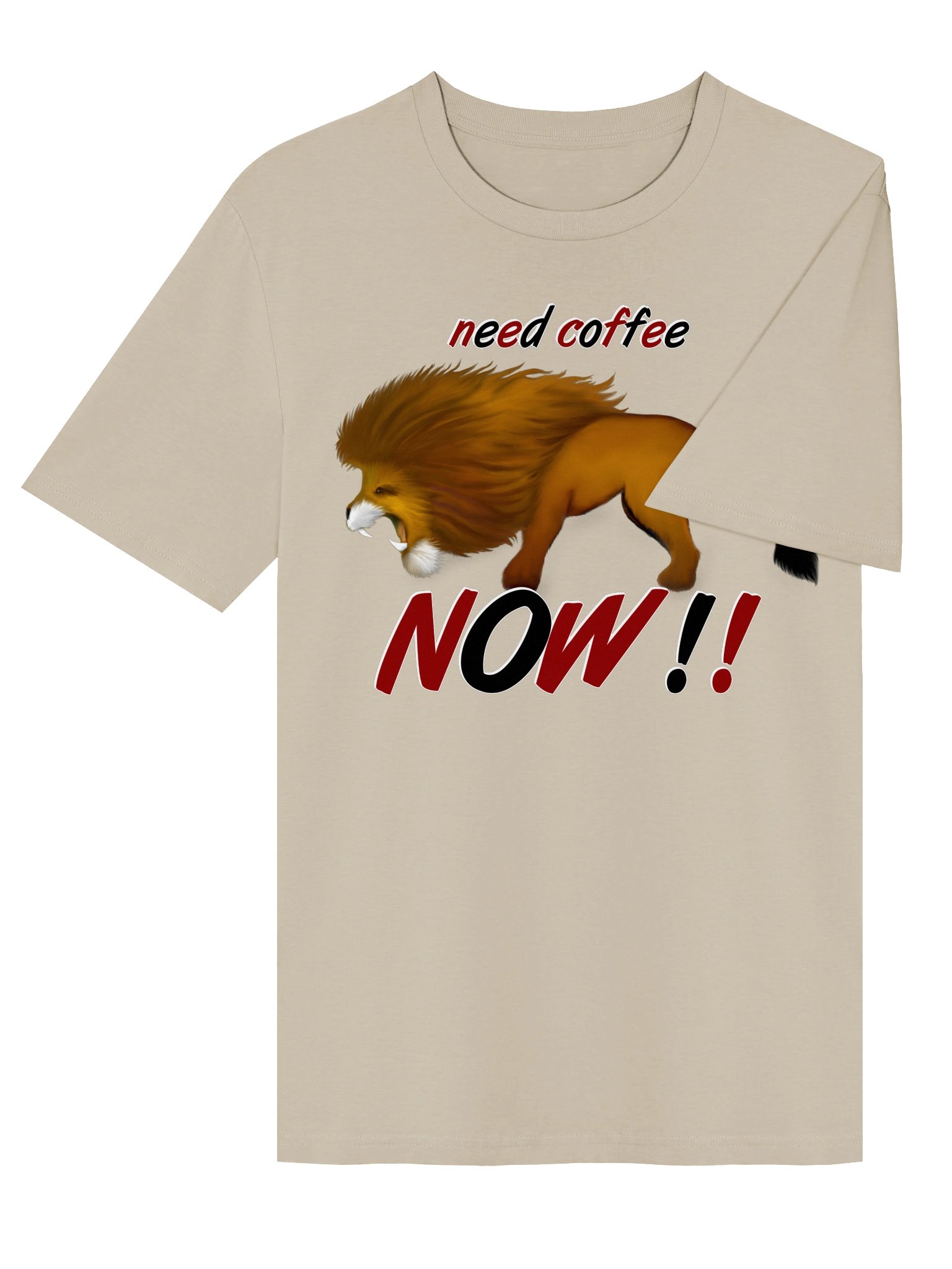 Lion "Need Coffee NOW" T-Shirt. Unisex Stanley/Stella Organic Ribbed Neck T-Shirt product image (3)
