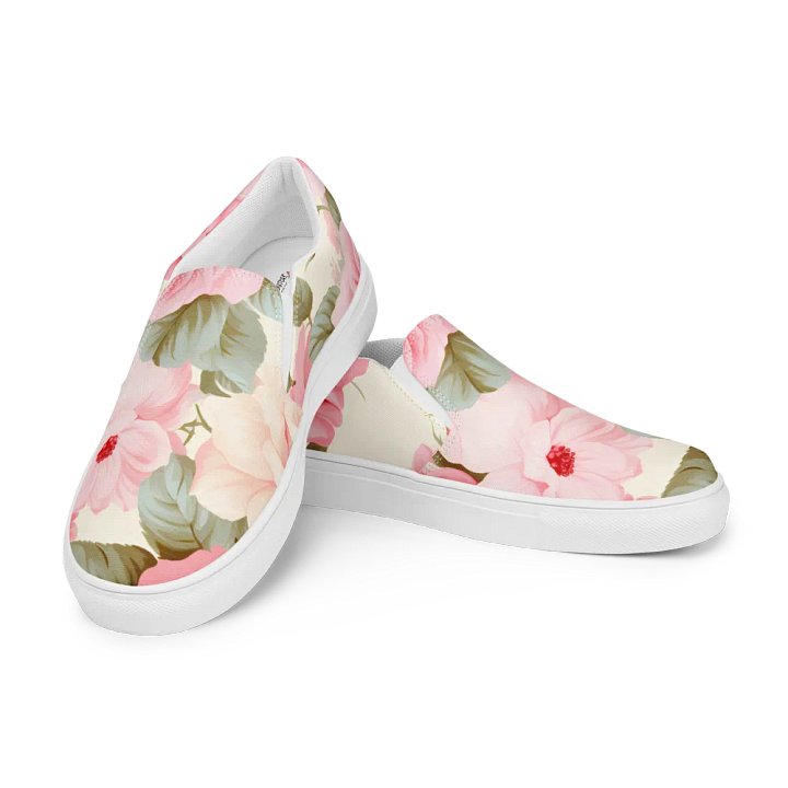 Vintage Rose Blossom Women's Canvas Shoes product image (1)