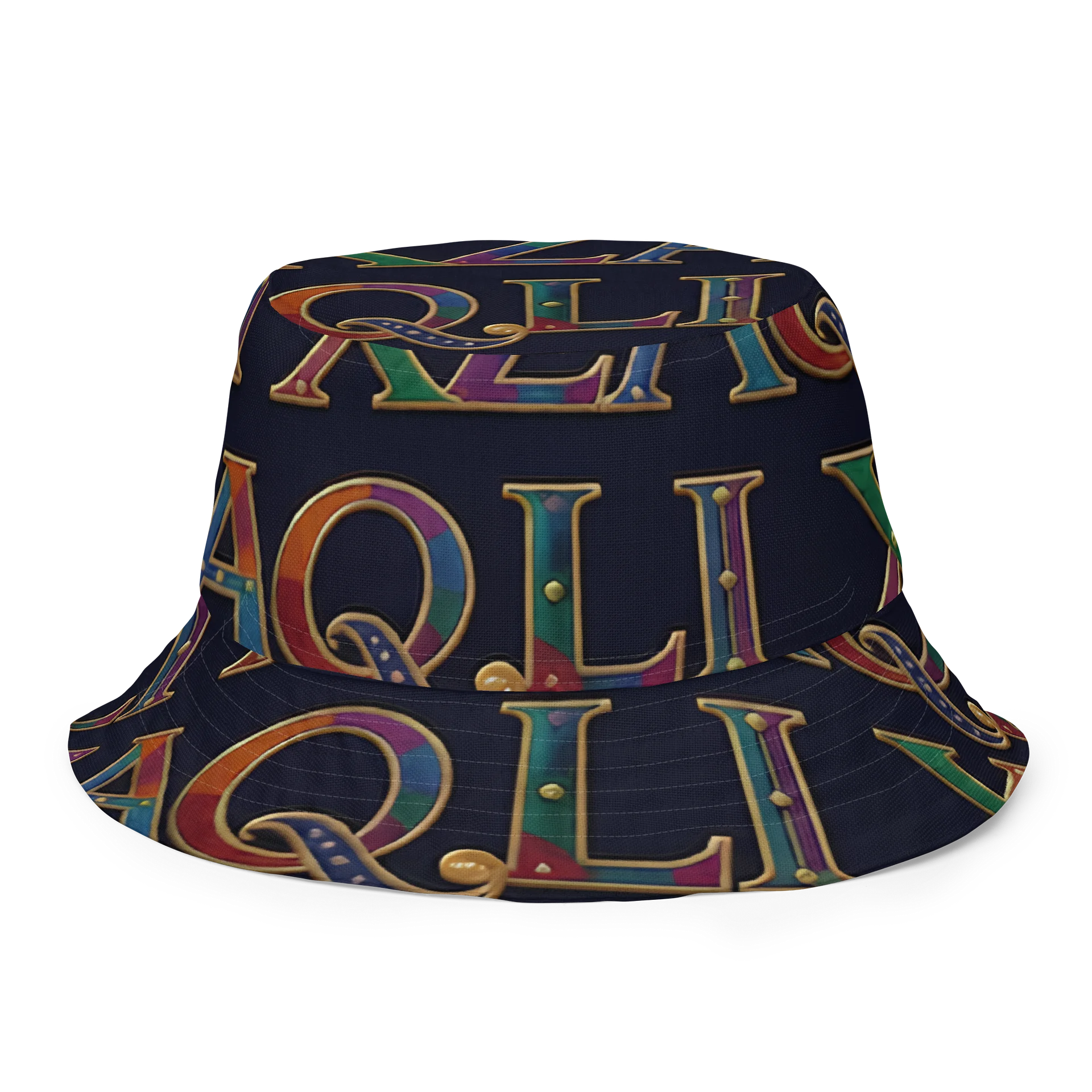 XZAQLI Monogram Bucket Hat (Navy Blue) product image (1)