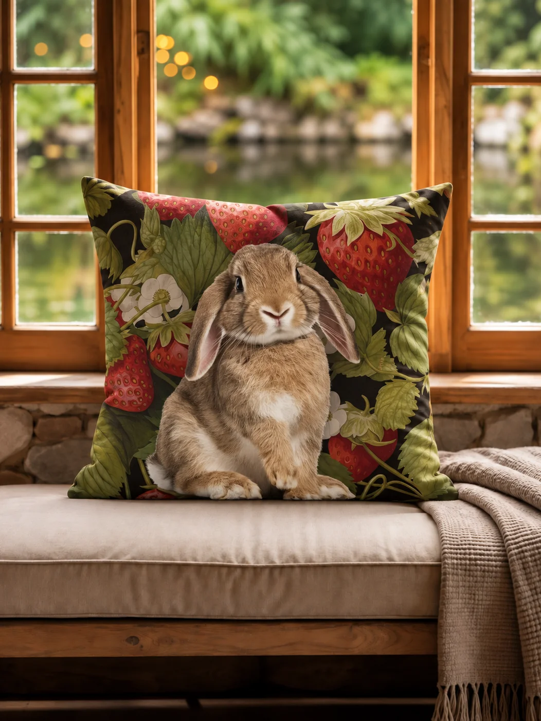 Bunnies & Strawberry Vines Pillow product image (3)