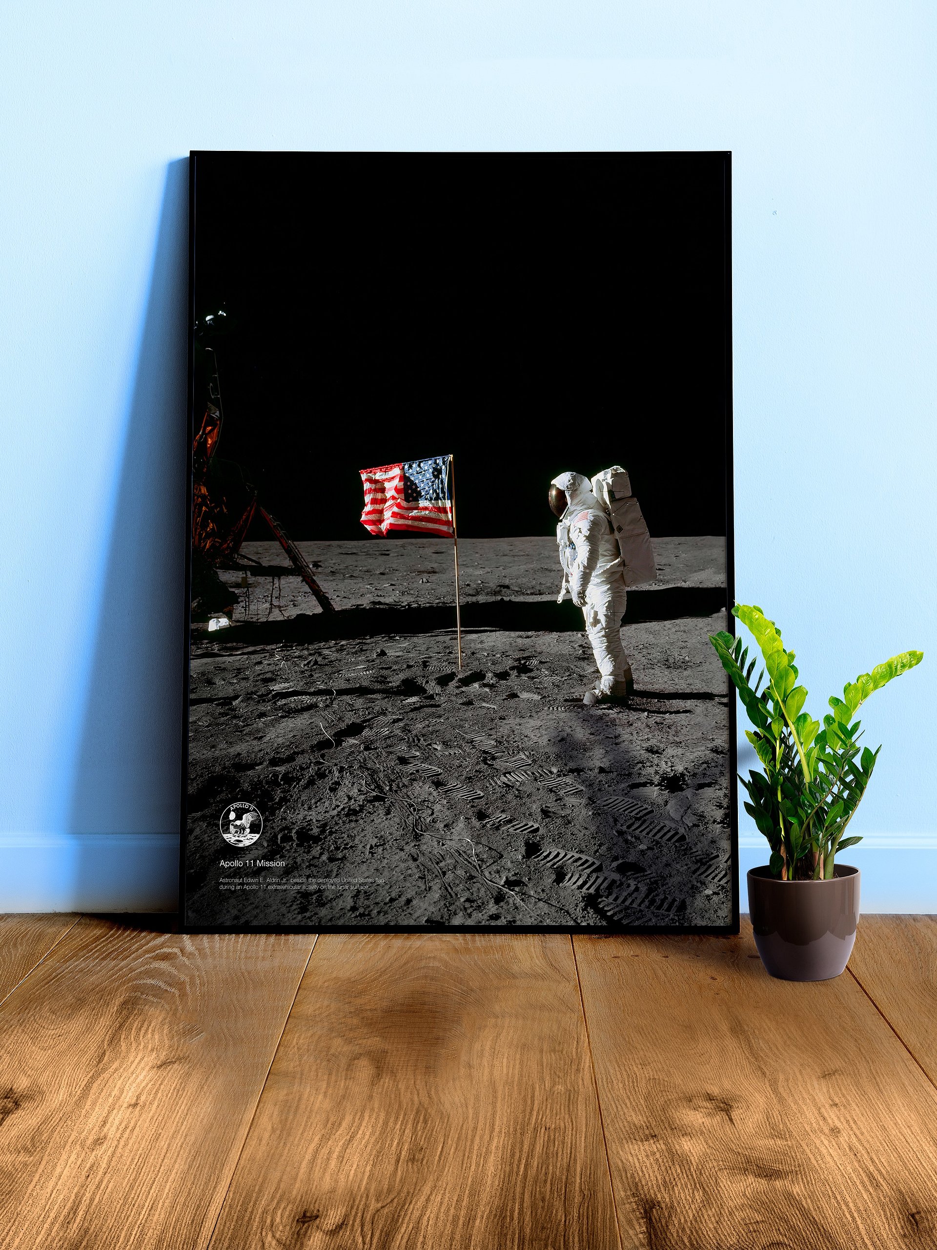 NASA Apollo 11: Edwin Aldrin and United States flag, 1969 — space poster, space art, photo poster, NASA print, space wall decor product image (3)
