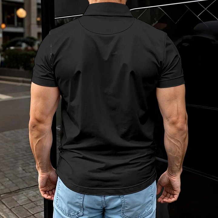 Black Short Sleeve Polo for Men – Casual Fitted Urban Style Shirt product image (2)