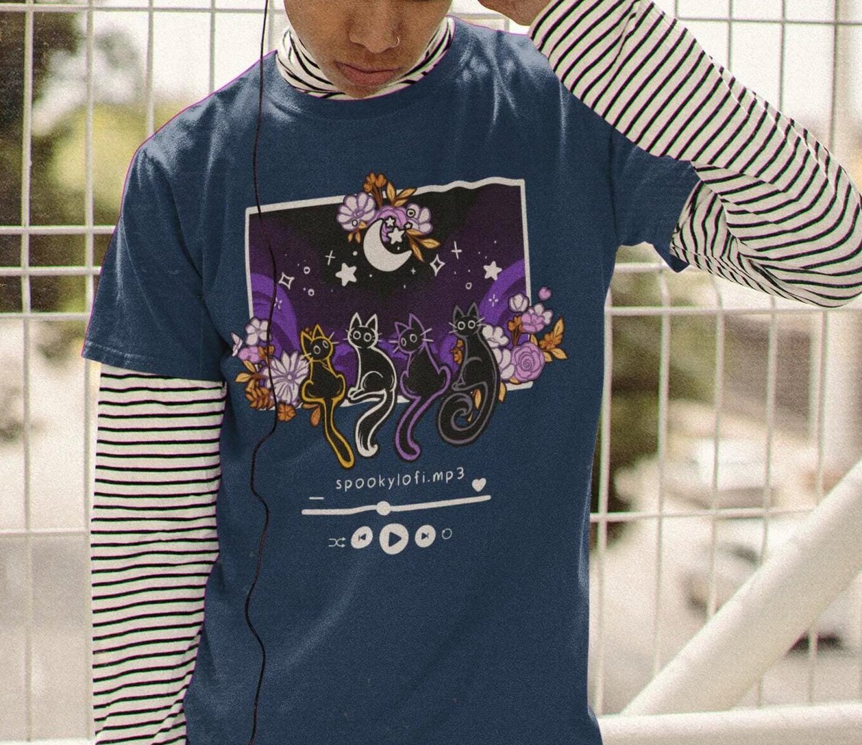 Subtle Nonbinary Pride Lofi Cat Tee product image (1)