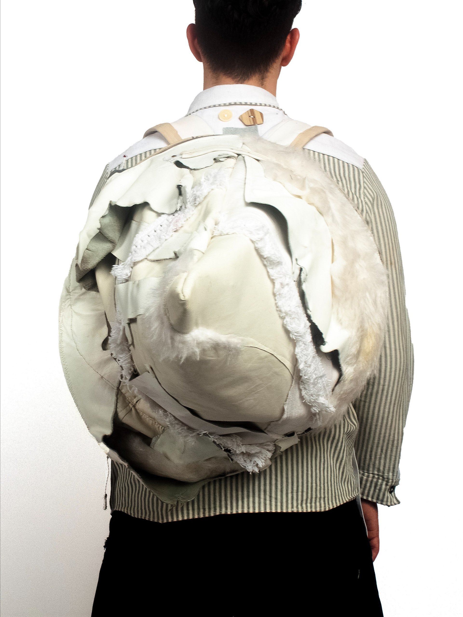 CONE BAG - RIB KNIT PATCHWORK - WHITE product image (2)