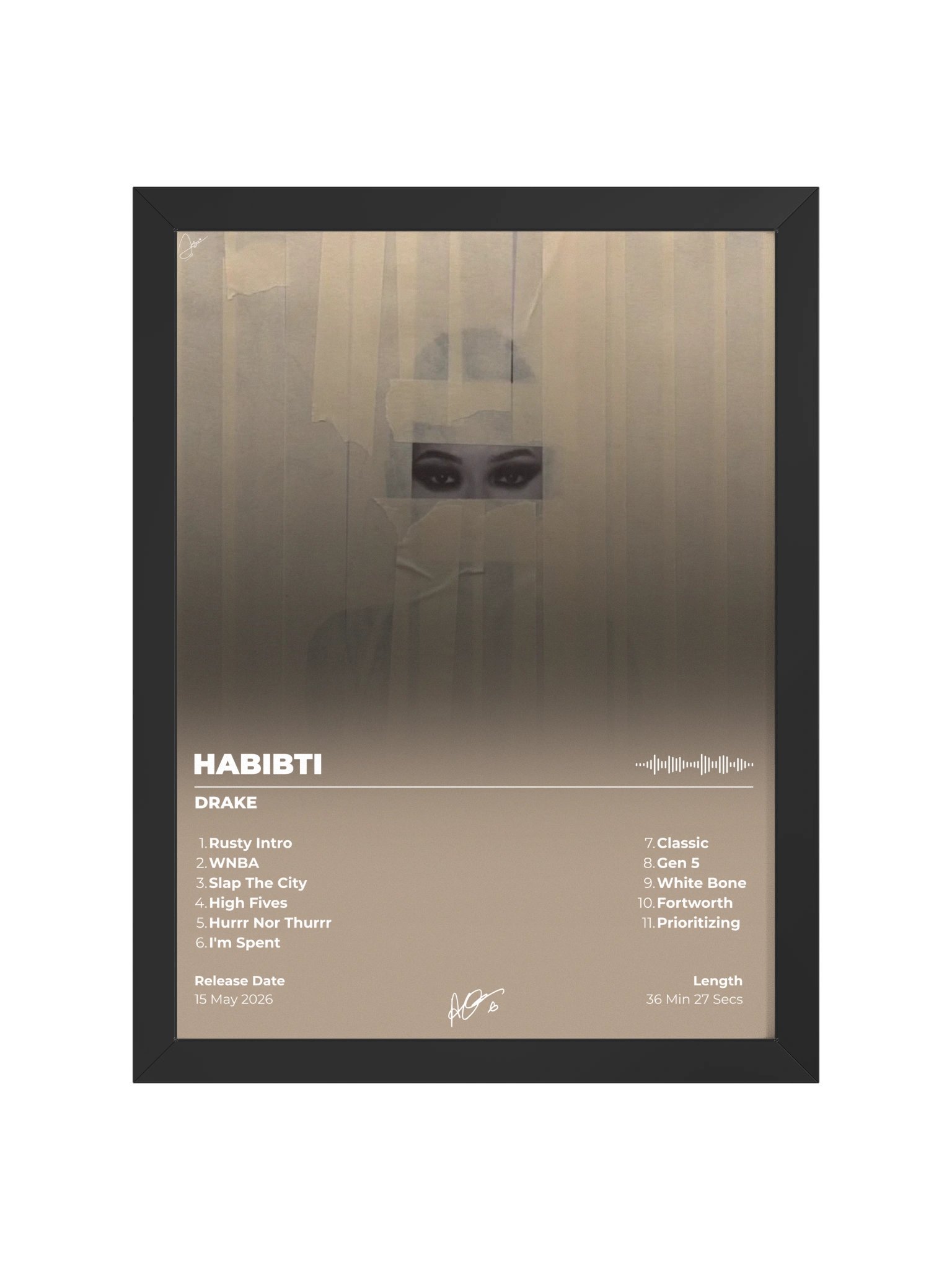 HABIBTI Album Tracklist Framed Poster product image (1)