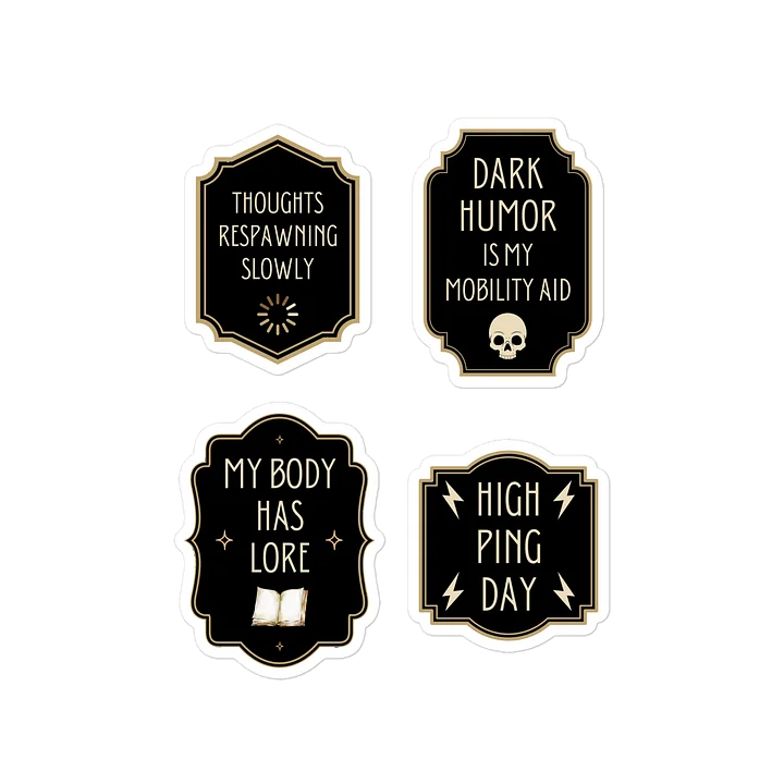 Chronic Illness Dark Humor Sticker Sheet | Gothic Spoonie Gamer Decals product image (1)