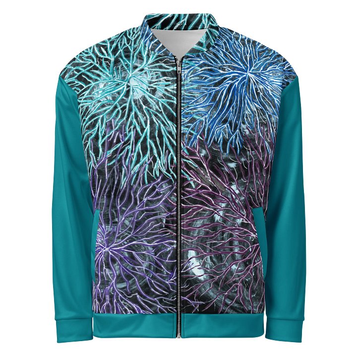 "Vortex" on a Bomber Jacket (teal accents) product image (1)