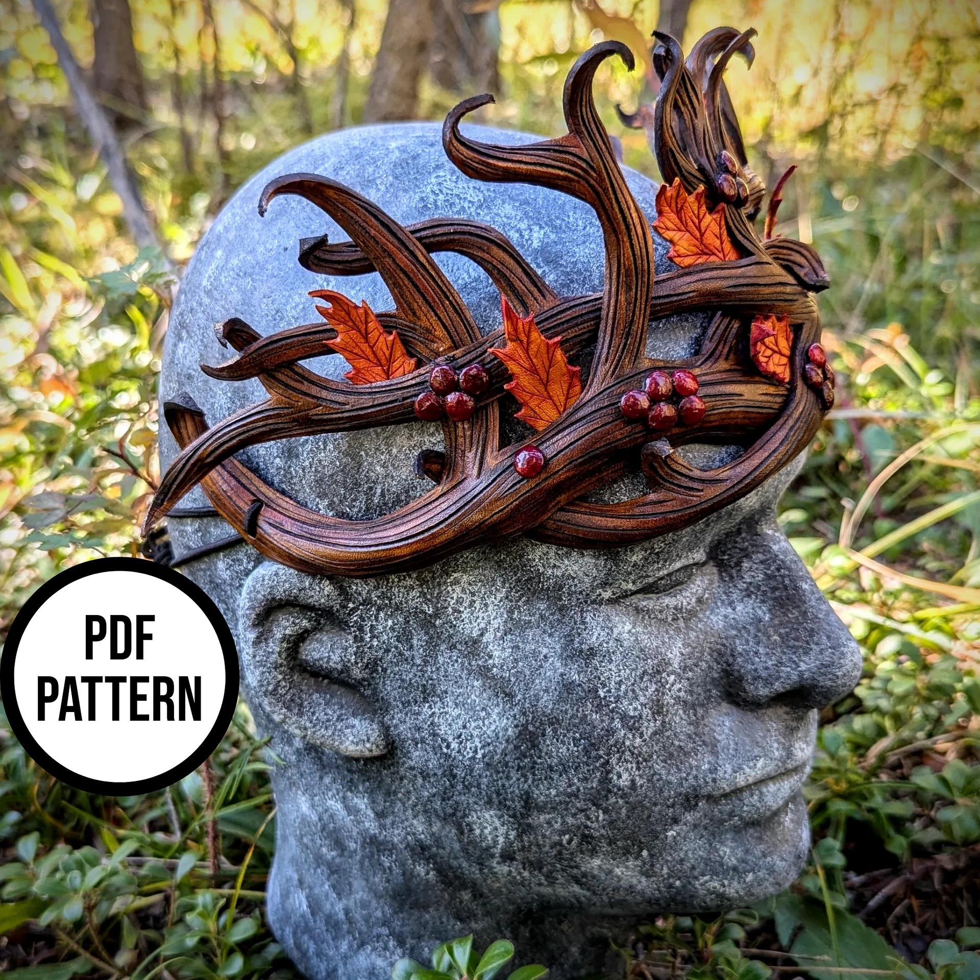 Autumn Elven King Crown - PDF Pattern for Leather product image (3)