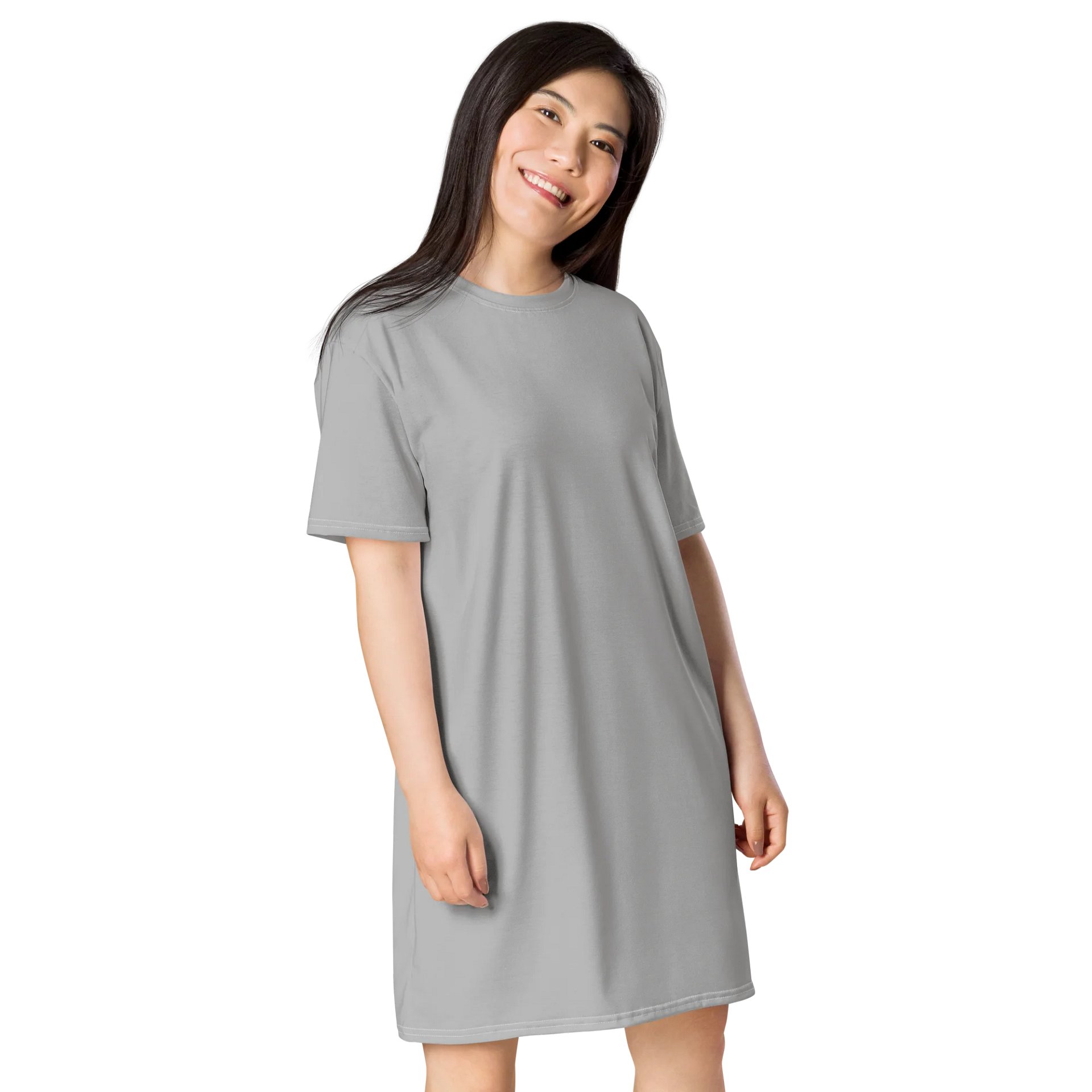 Silver Oversized T-Shirt Dress | Stretchy Fabric | Casual or Formal Style | Sizes 2XS-6XL | Exclusive Design product image (4)