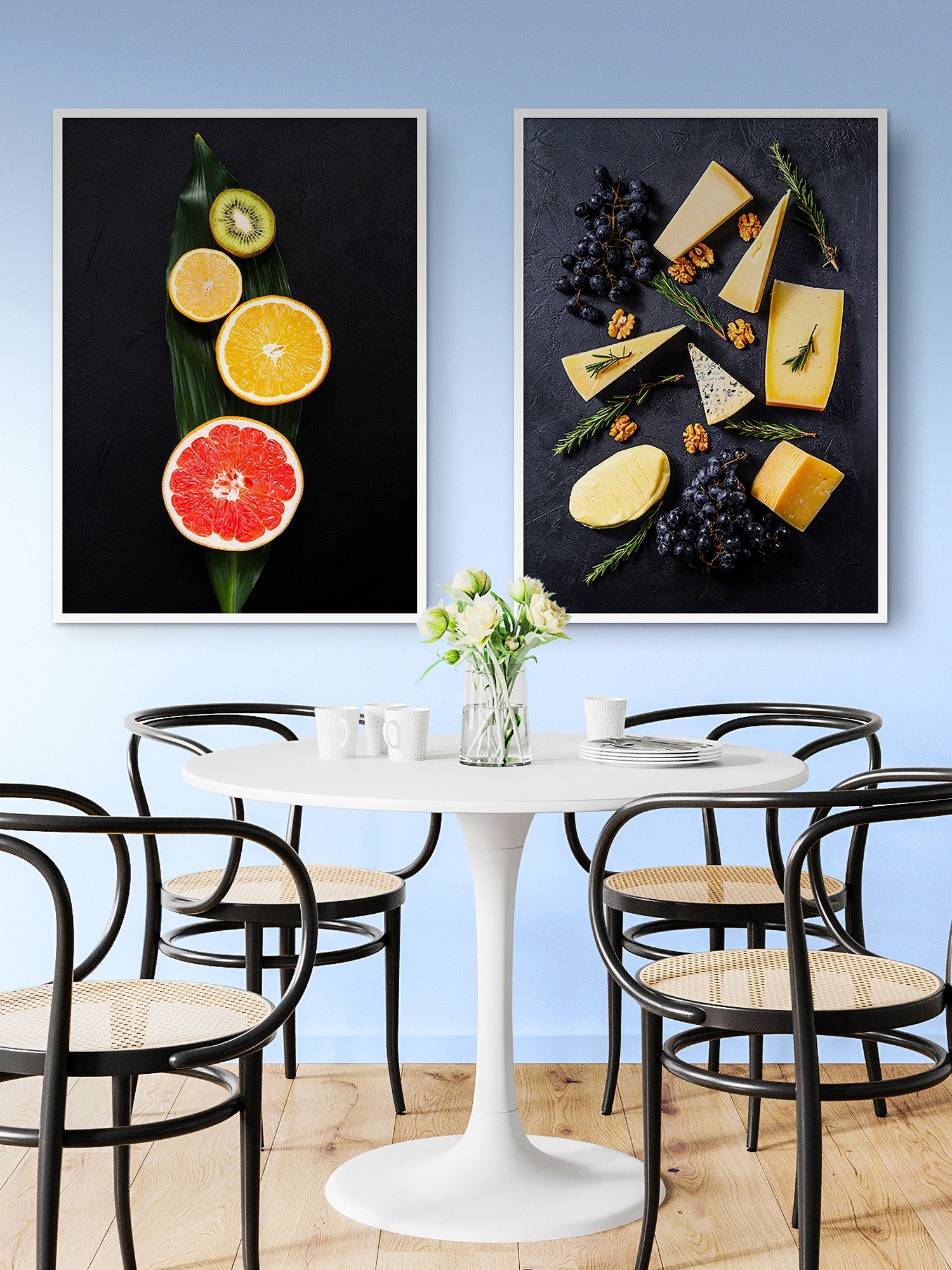 Food kitchen poster: Tropical fruits - kiwi tangerine orange grapefruit — Kitchen wall decor, kitchen art print, aesthetic poster product image (26)
