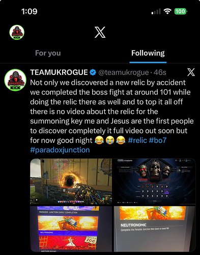 Fucking gg I can’t believe me and Jesus are the first people to discover a new relic on paradox no video for the summoning ke...