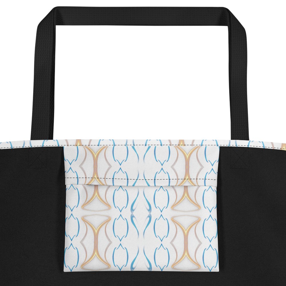 Azure Peach Harmony: Elegantes Ornament-Design Intricate Elegance Large Tote Bag product image (4)