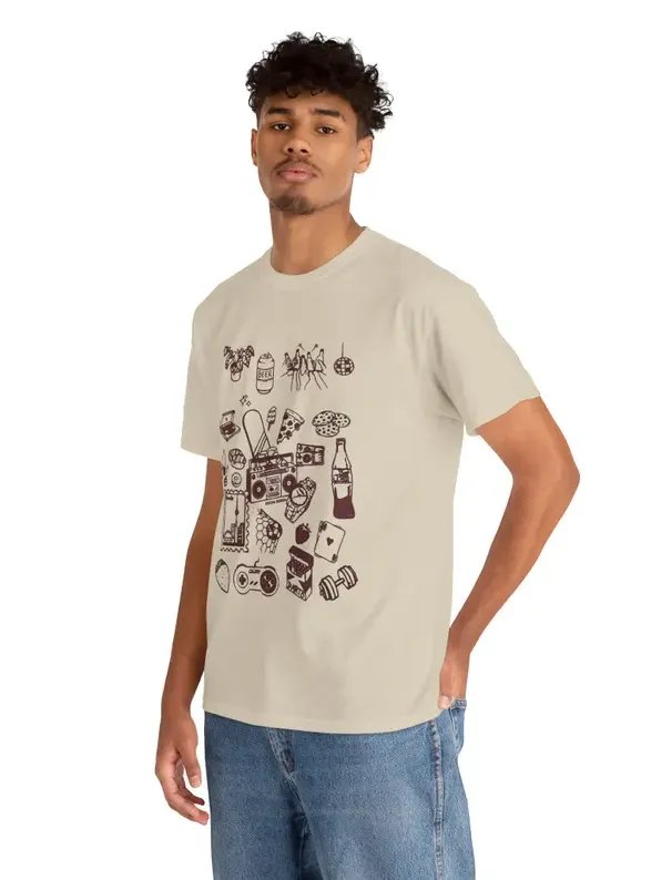 Kawaii Snack Icons Tee | Cute Food Doodle T-Shirt, Soda, Snacks, Bento Art product image (135)