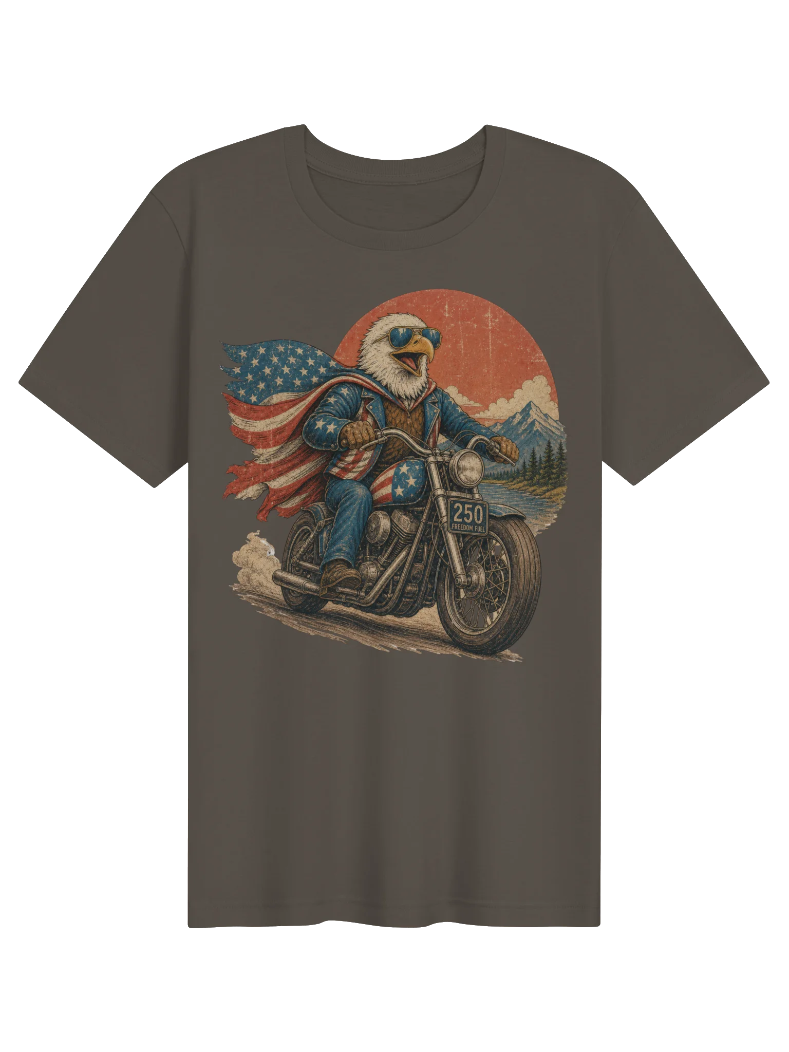 Bald Freaking Eagle on Motorcycle America Tee | USA T-Shirt product image (1)