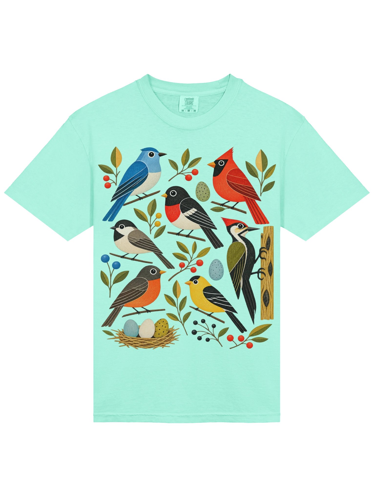 Vintage Folk Art Songbirds T-Shirt | Mid-Century Nature Tee product image (9)