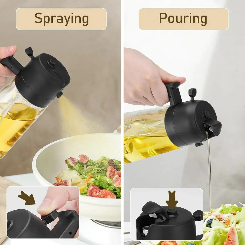 Aceitera De Cocina 2 En 1 Con Pulverizador De Aceite, Botella Dispensadora De Vidrio 470ml Para Cocina product image (4)
