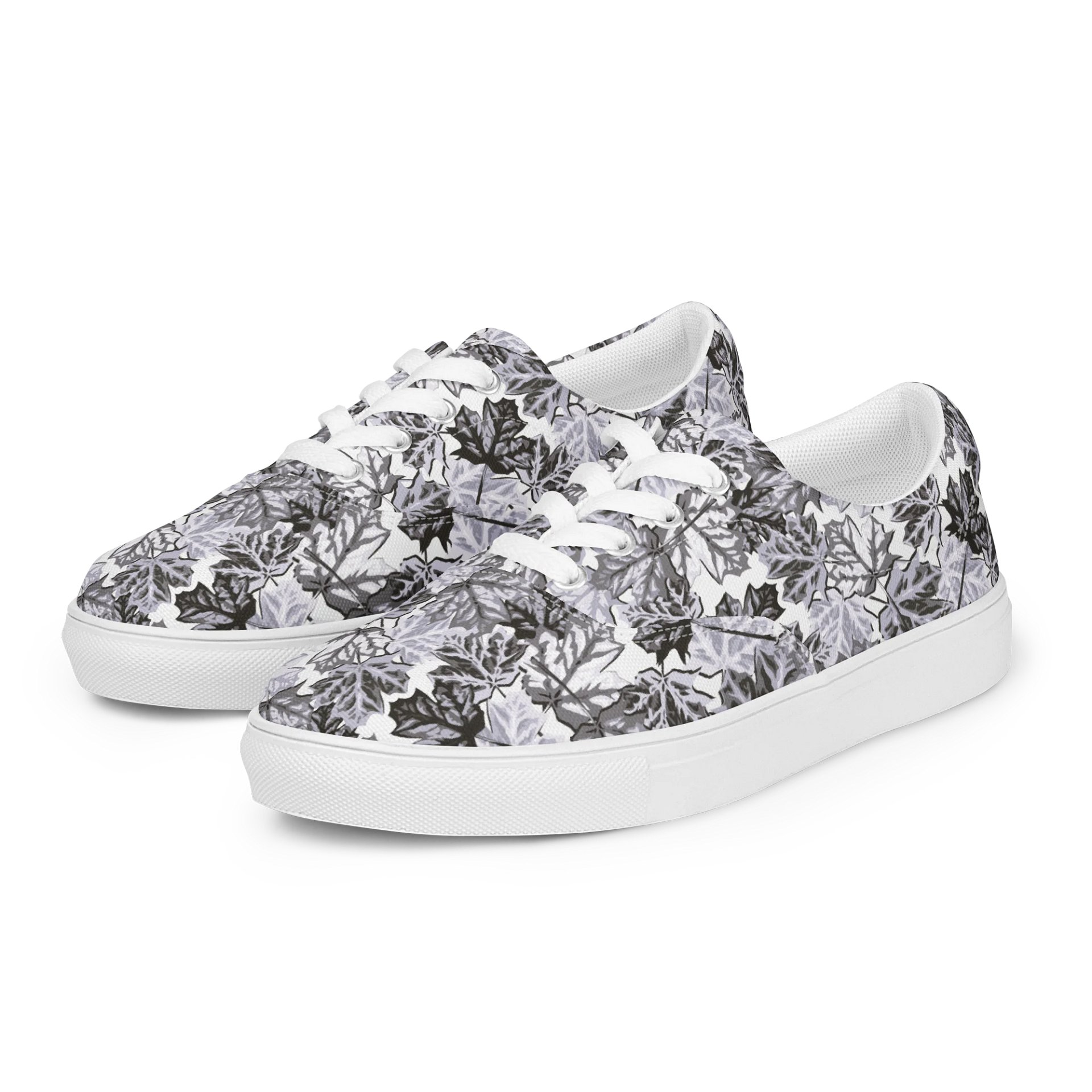 Monochrome Leaf Pattern Canvas Shoes product image (5)