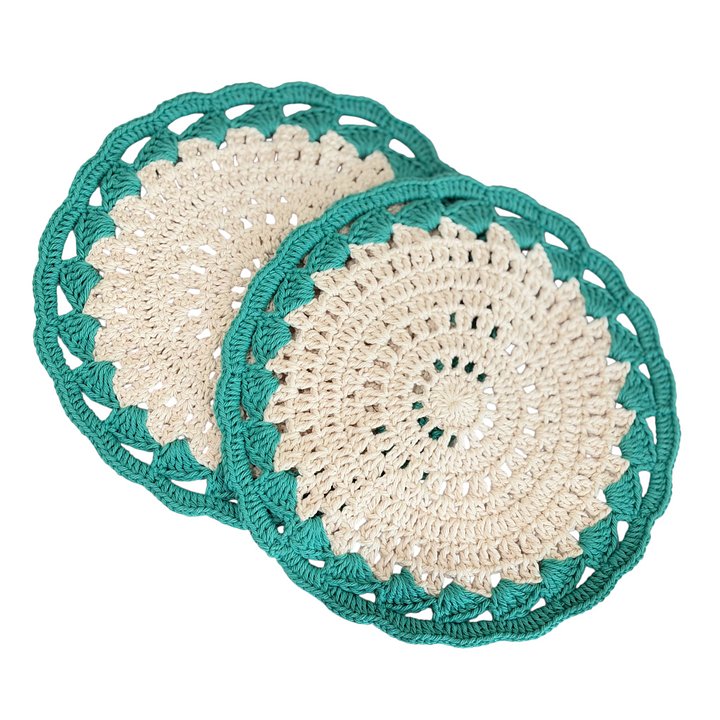 Coffee and Tea placemat, set of 2, handmade crochet. product image (1)