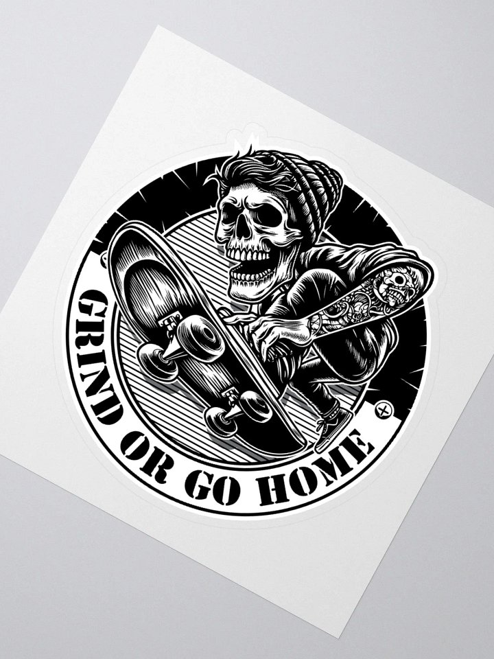 Grind Or Go Home | Skeleton Street Skater Sticker product image (4)