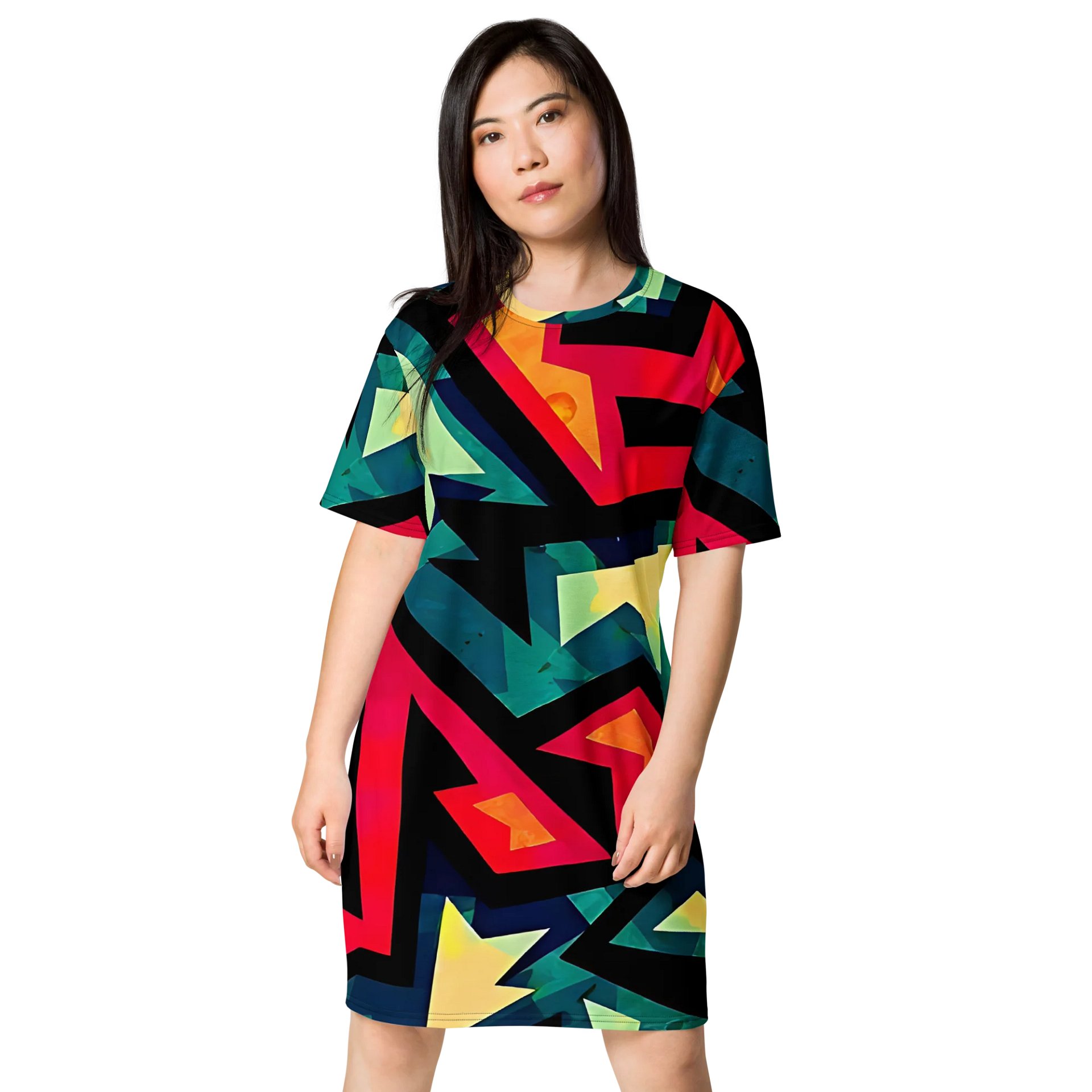 Dynamic Geometric Vibes T-Shirt Dress product image (1)
