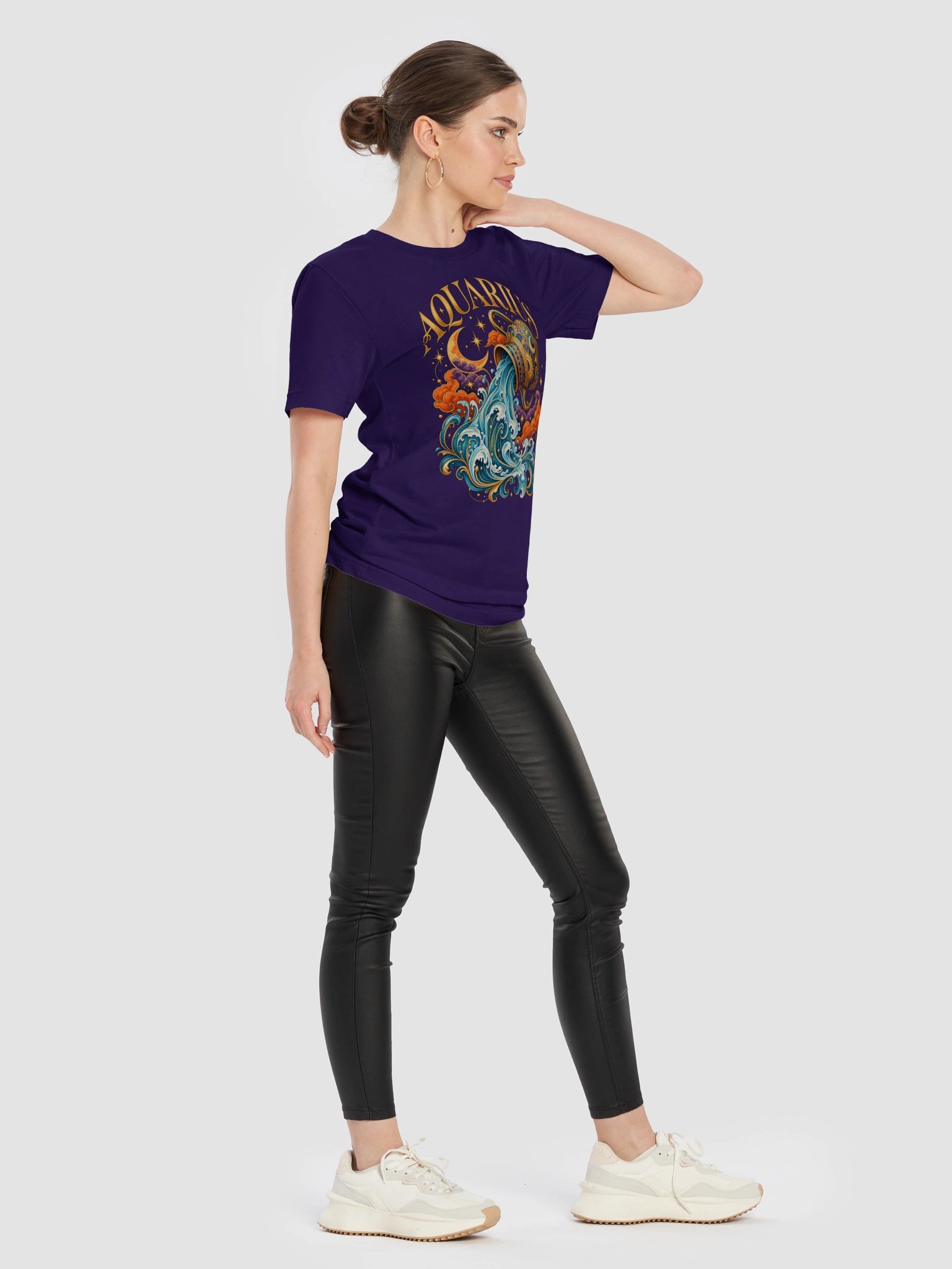 Aquarius Zodiac T-Shirt With Celestial Water Bearer Art product image (12)